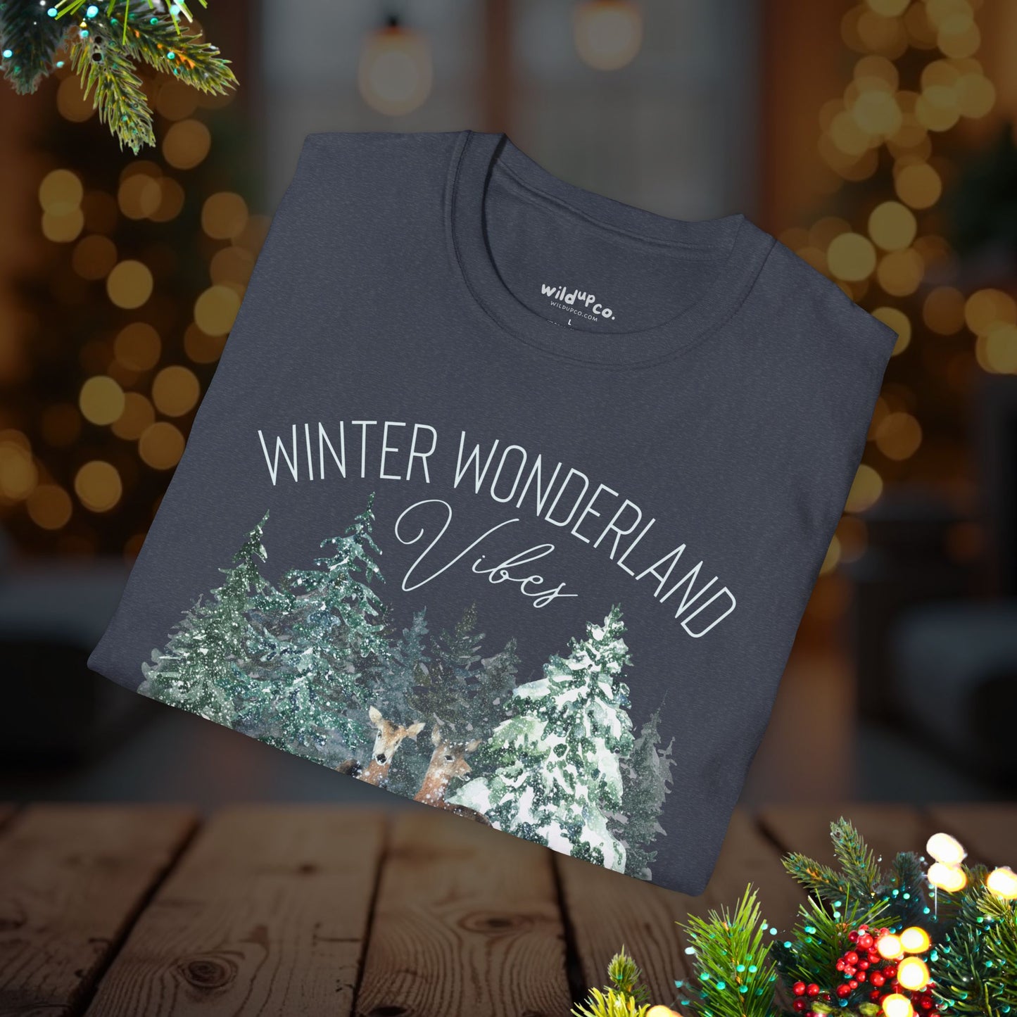 Winter Wonderland Elk Tee – Forest Snow Holiday T-Shirt
