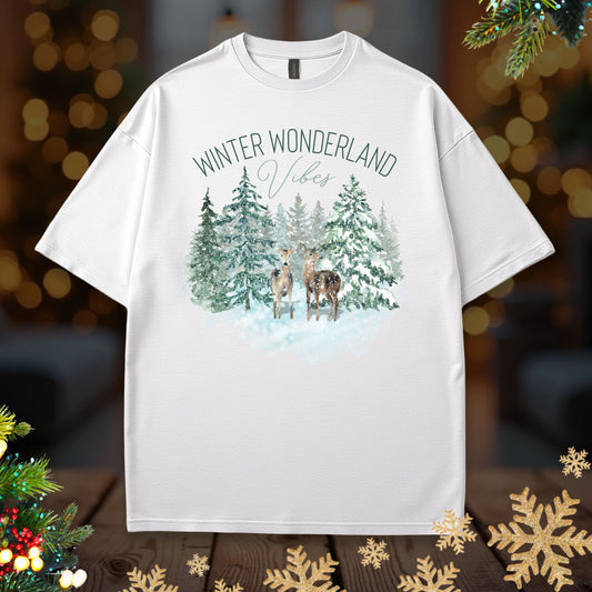 Winter Wonderland Elk Tee – Forest Snow Holiday T-Shirt