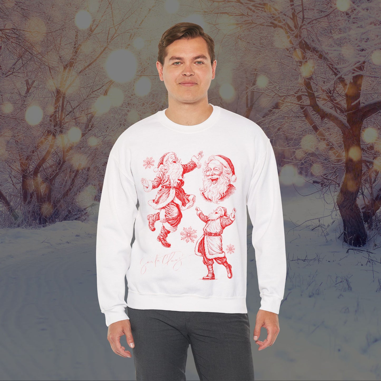 Christmas Santa Crewneck Sweatshirt — Vintage Red Santa Print