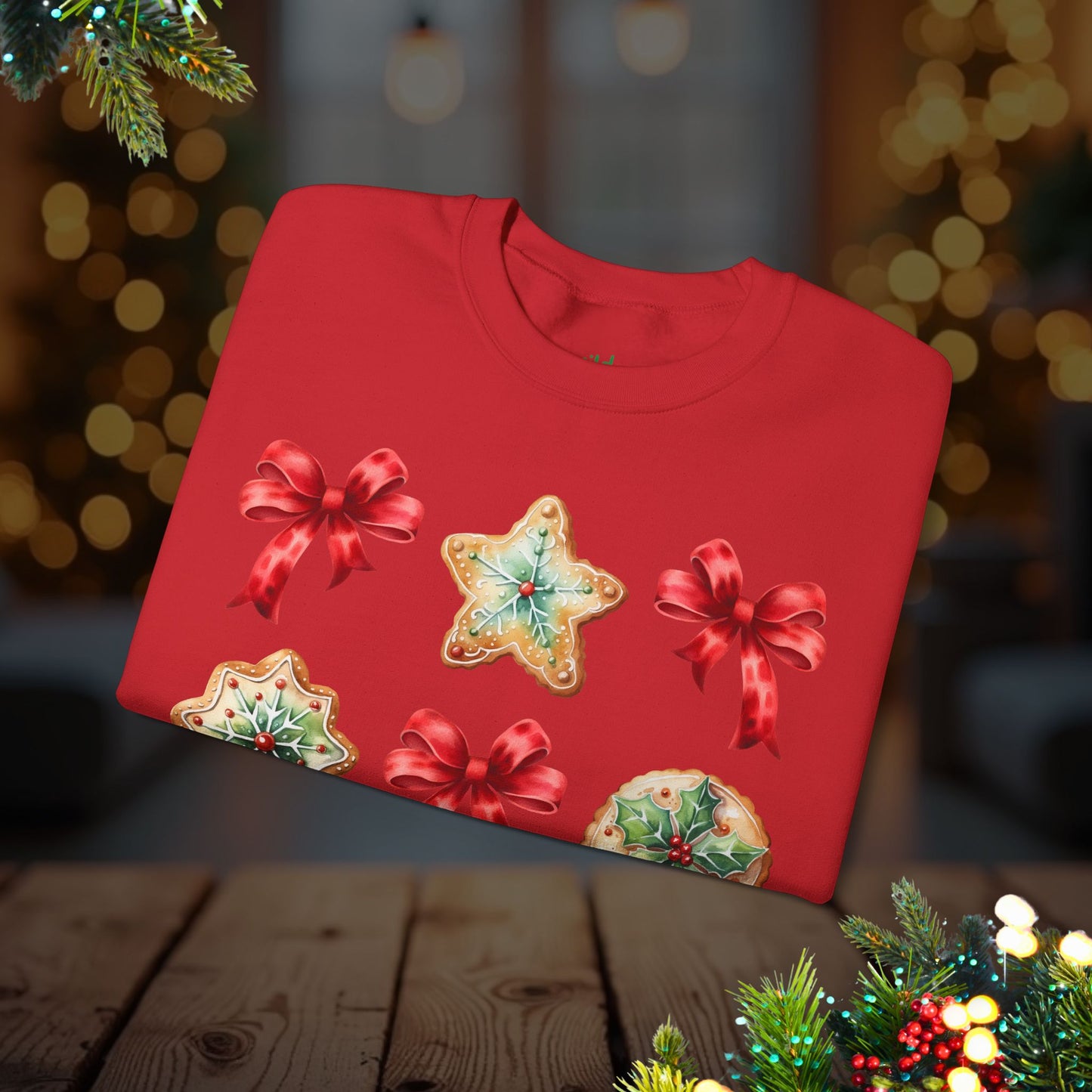 Christmas Cookie + Bows Crewneck Sweatshirt