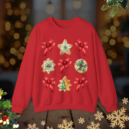 Christmas Cookie + Bows Crewneck Sweatshirt