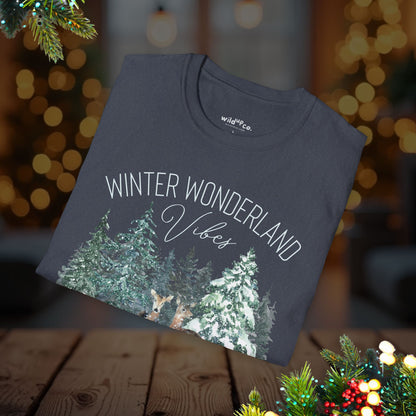 Winter Wonderland Elk Tee – Forest Snow Holiday T-Shirt