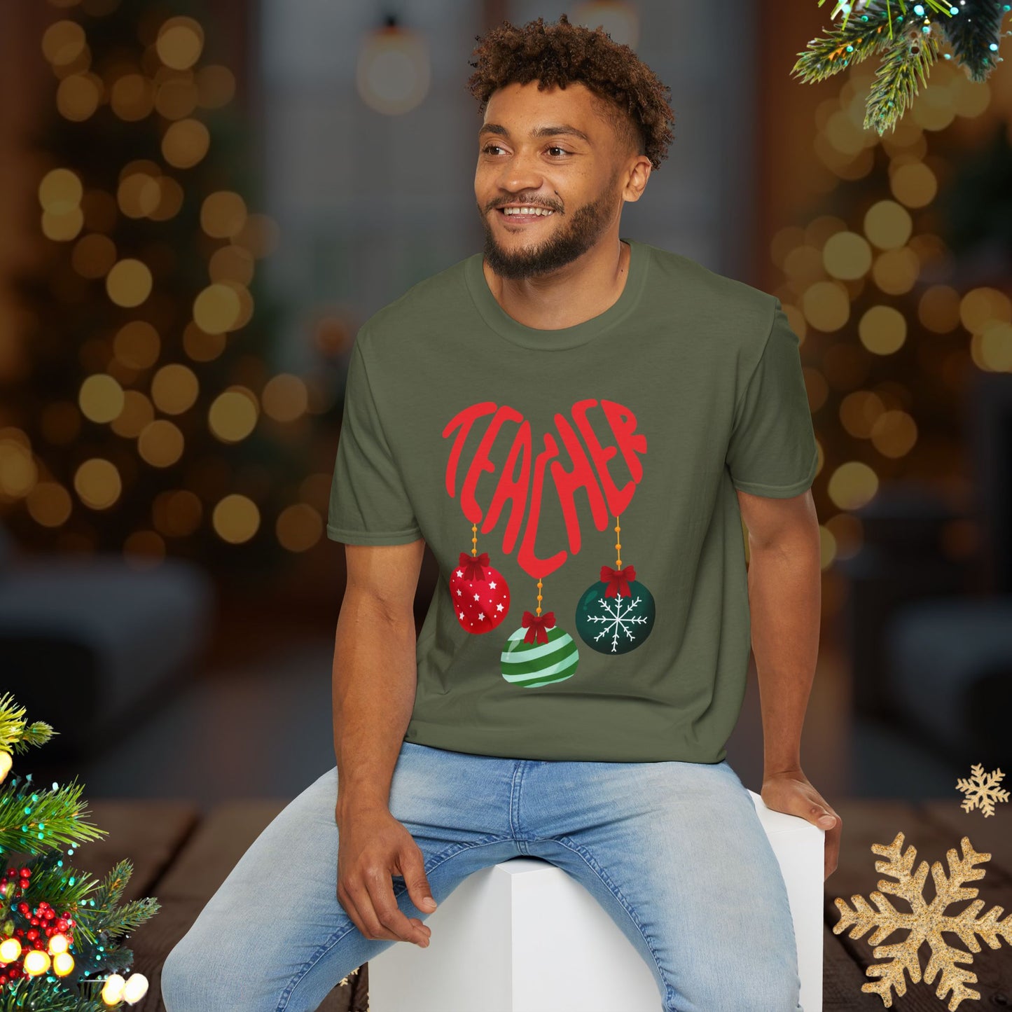 Teacher Christmas T-Shirt — Holiday Ornaments Graphic Tee