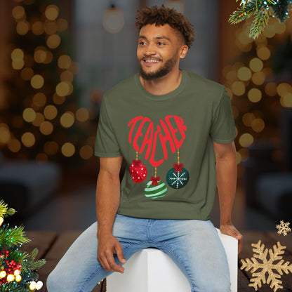 Teacher Christmas T-Shirt — Holiday Ornaments Graphic Tee