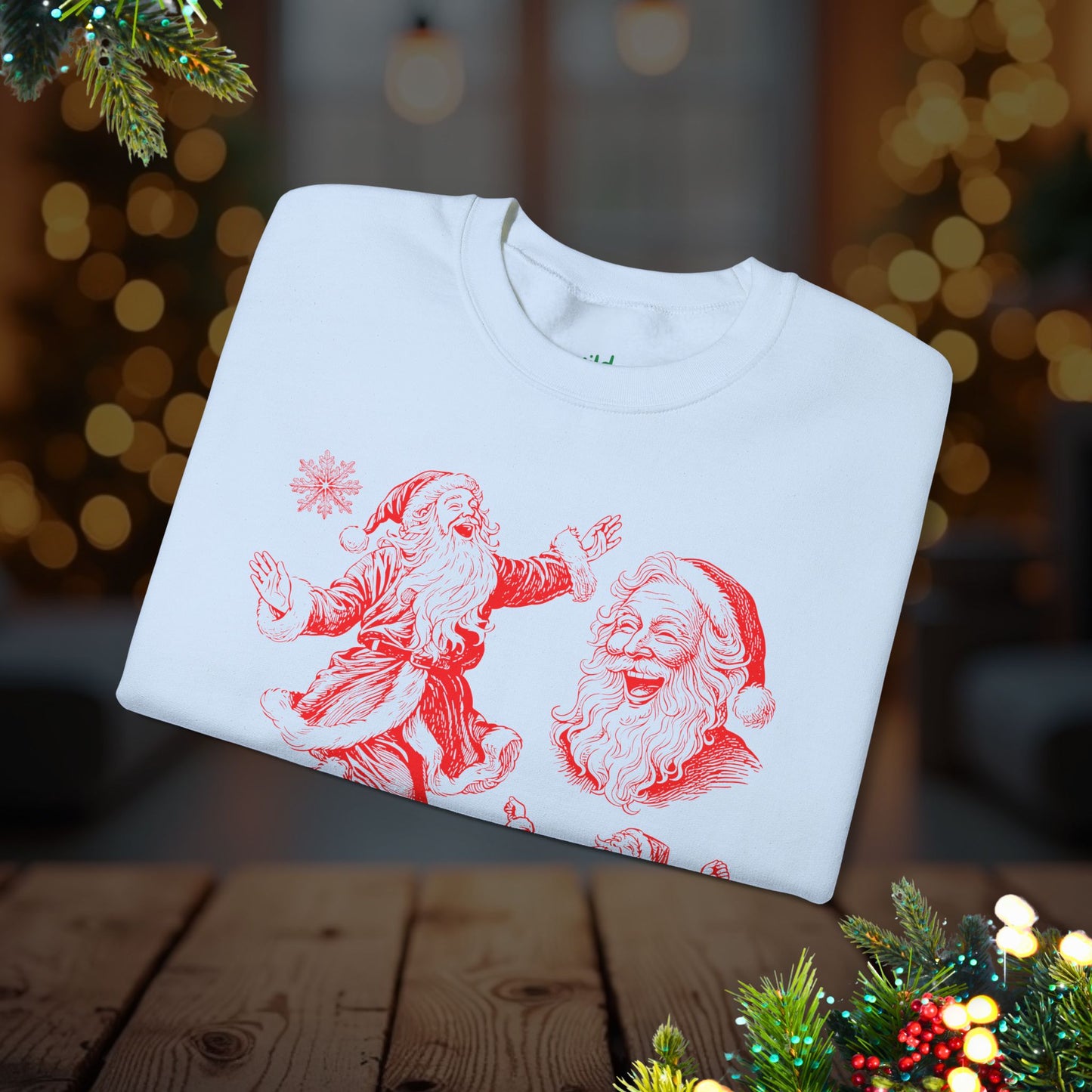 Christmas Santa Crewneck Sweatshirt — Vintage Red Santa Print