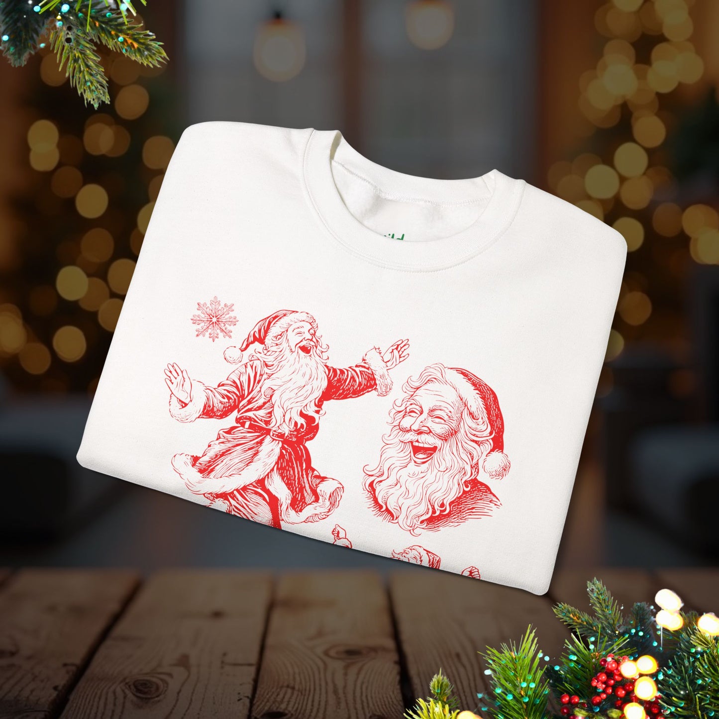 Christmas Santa Crewneck Sweatshirt — Vintage Red Santa Print