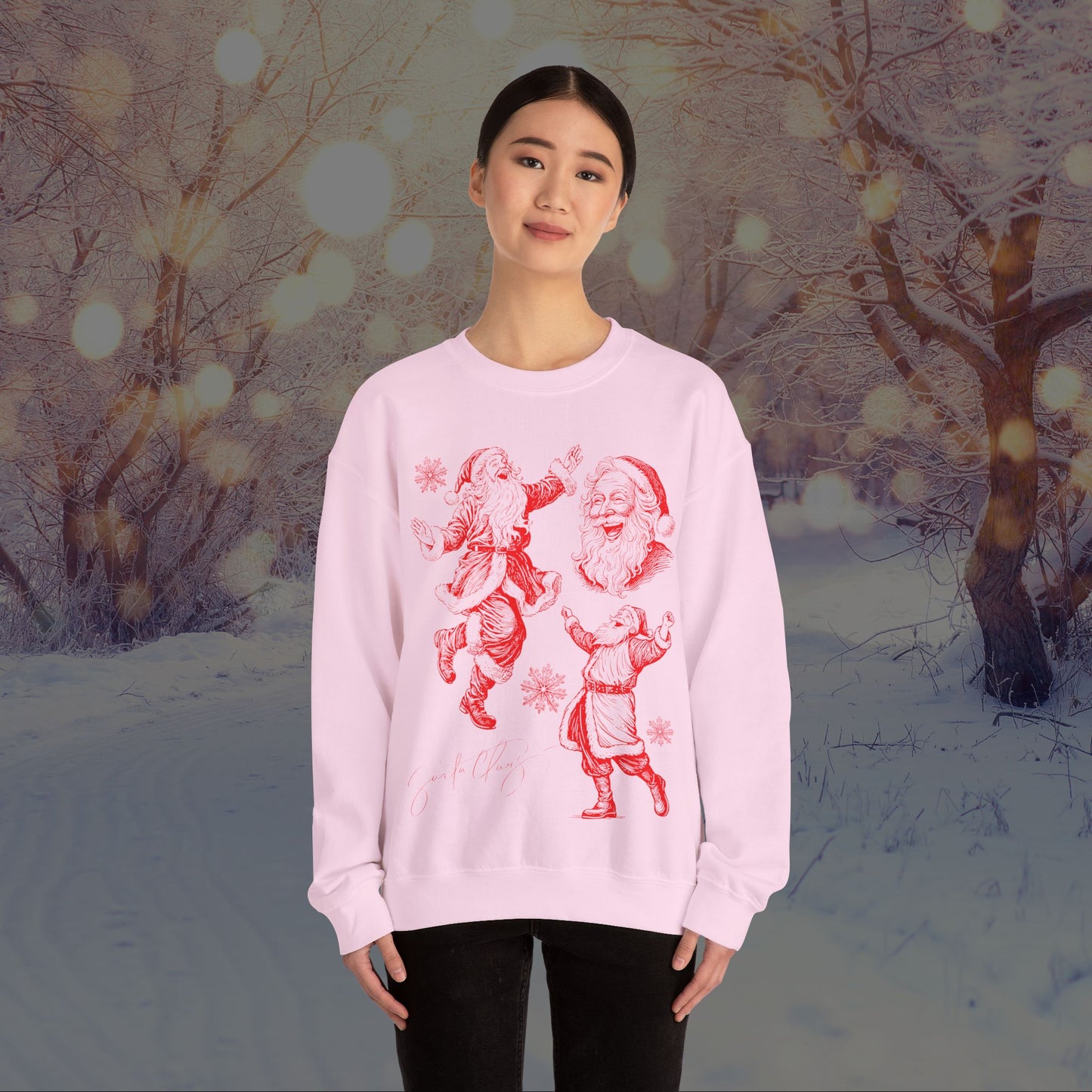 Christmas Santa Crewneck Sweatshirt — Vintage Red Santa Print