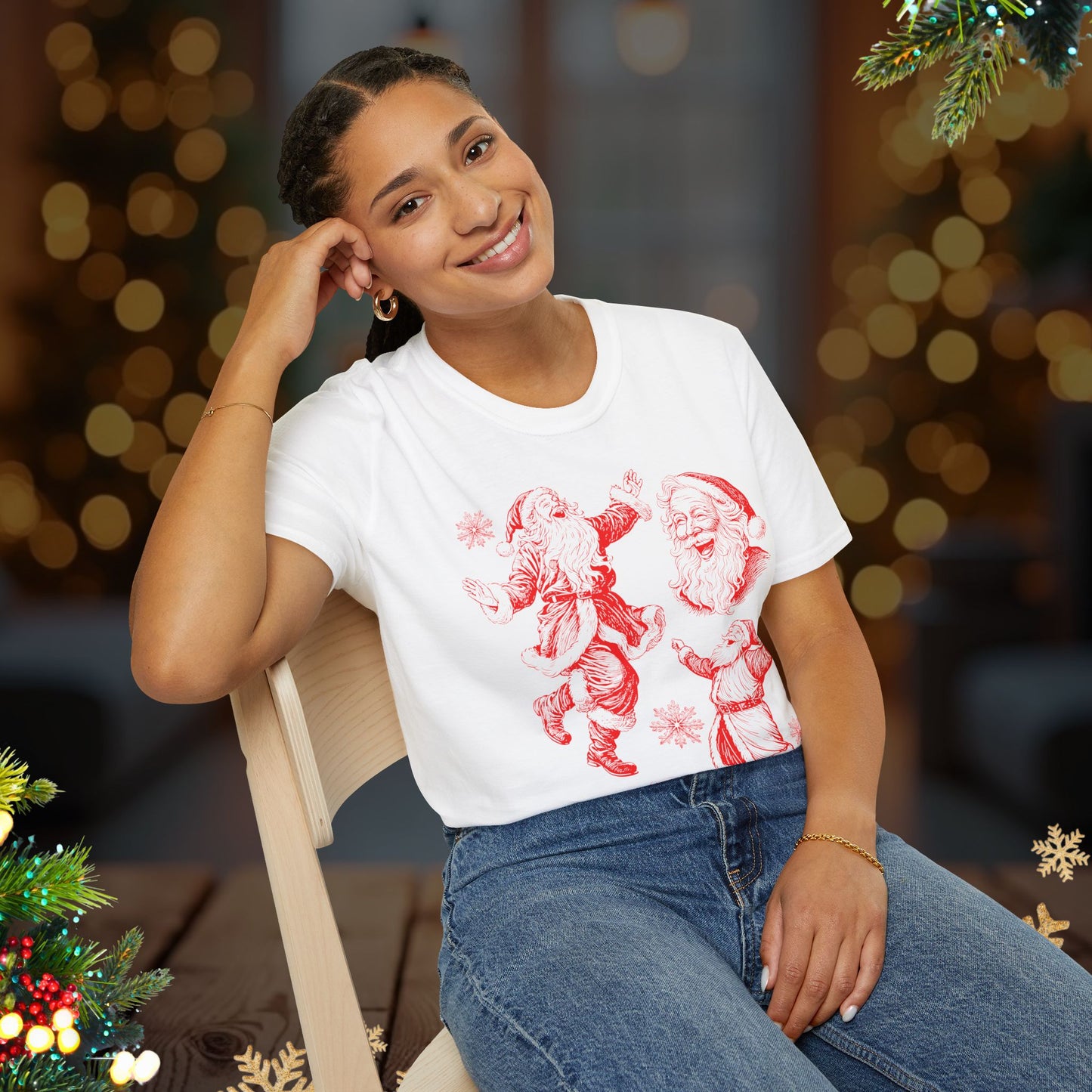 Christmas Santa Tee — Vintage Red Santa Print