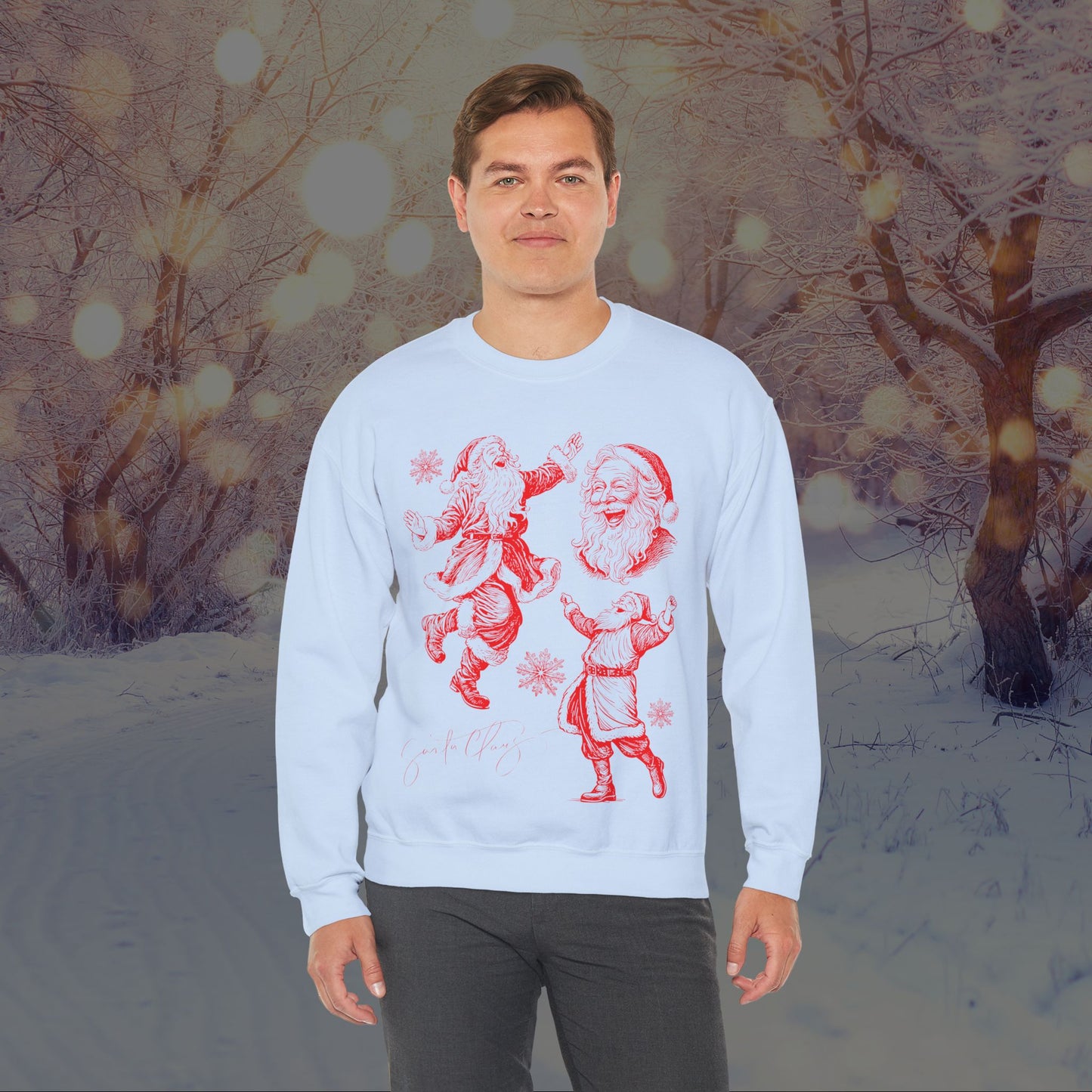 Christmas Santa Crewneck Sweatshirt — Vintage Red Santa Print