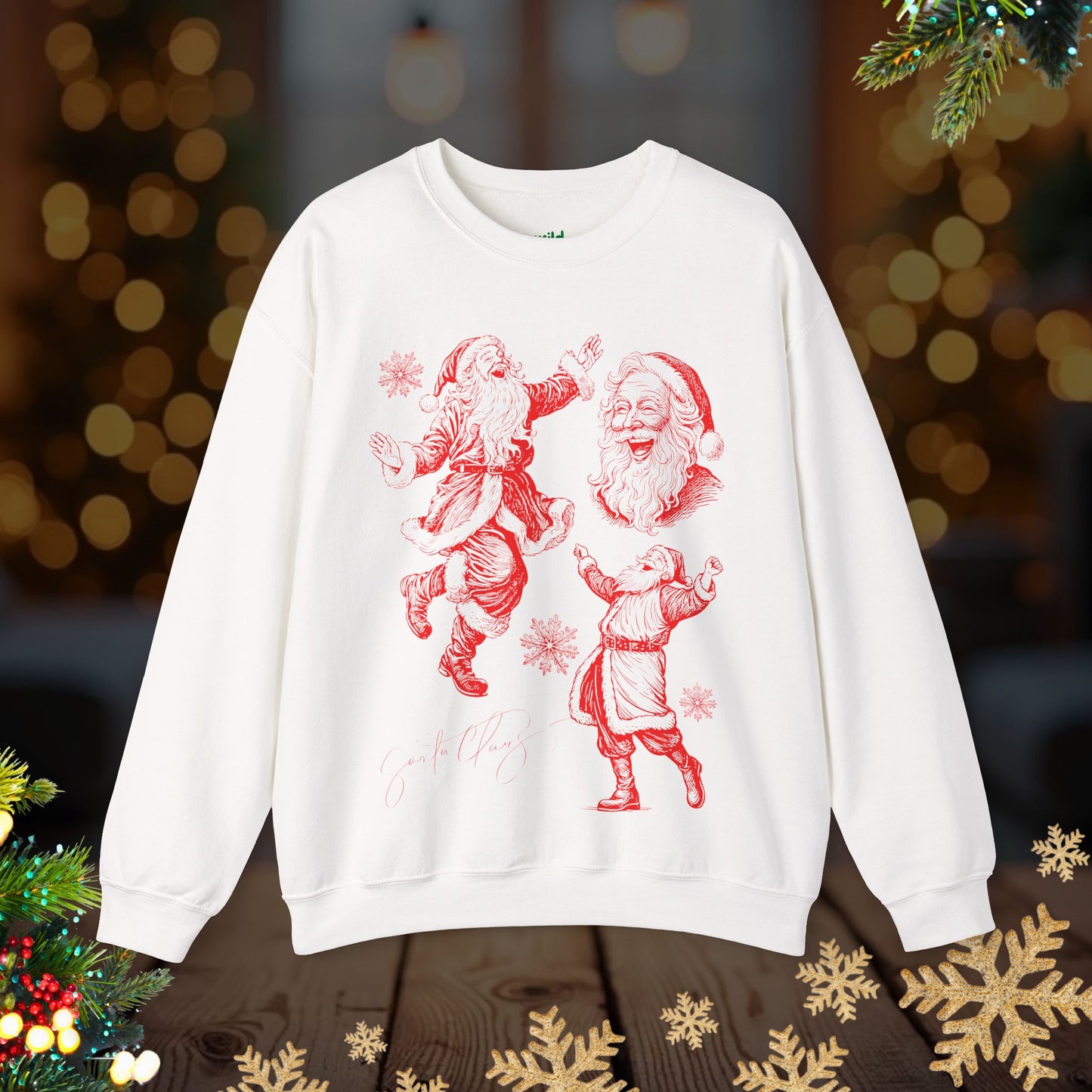 Christmas Santa Crewneck Sweatshirt — Vintage Red Santa Print