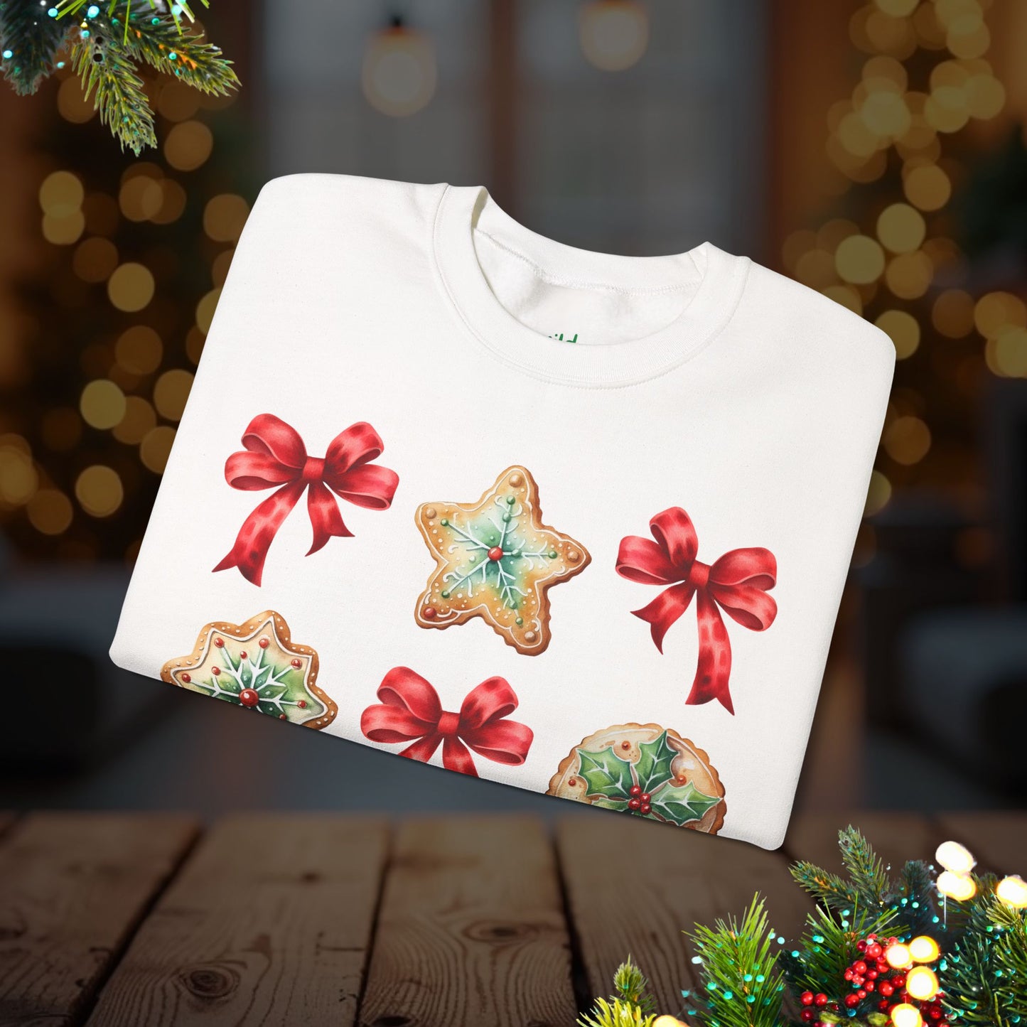Christmas Cookie + Bows Crewneck Sweatshirt