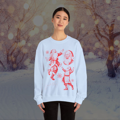 Christmas Santa Crewneck Sweatshirt — Vintage Red Santa Print