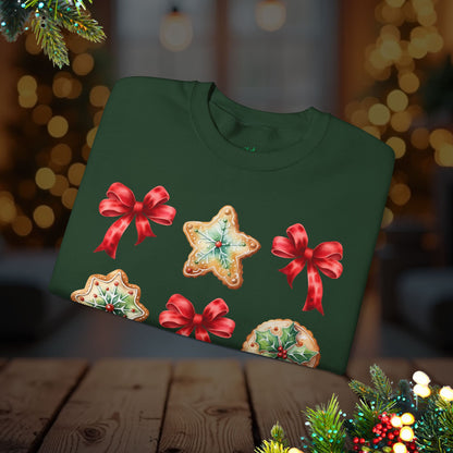 Christmas Cookie + Bows Crewneck Sweatshirt