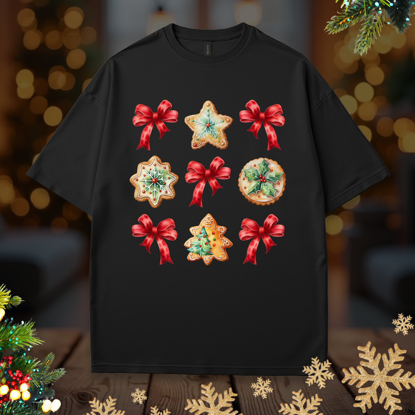 Christmas Cookie + Bows Tee