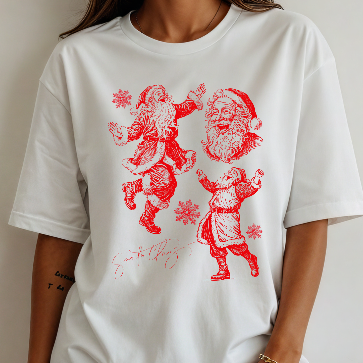 Christmas Santa Tee — Vintage Red Santa Print