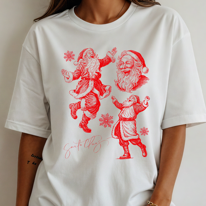 Christmas Santa Tee — Vintage Red Santa Print