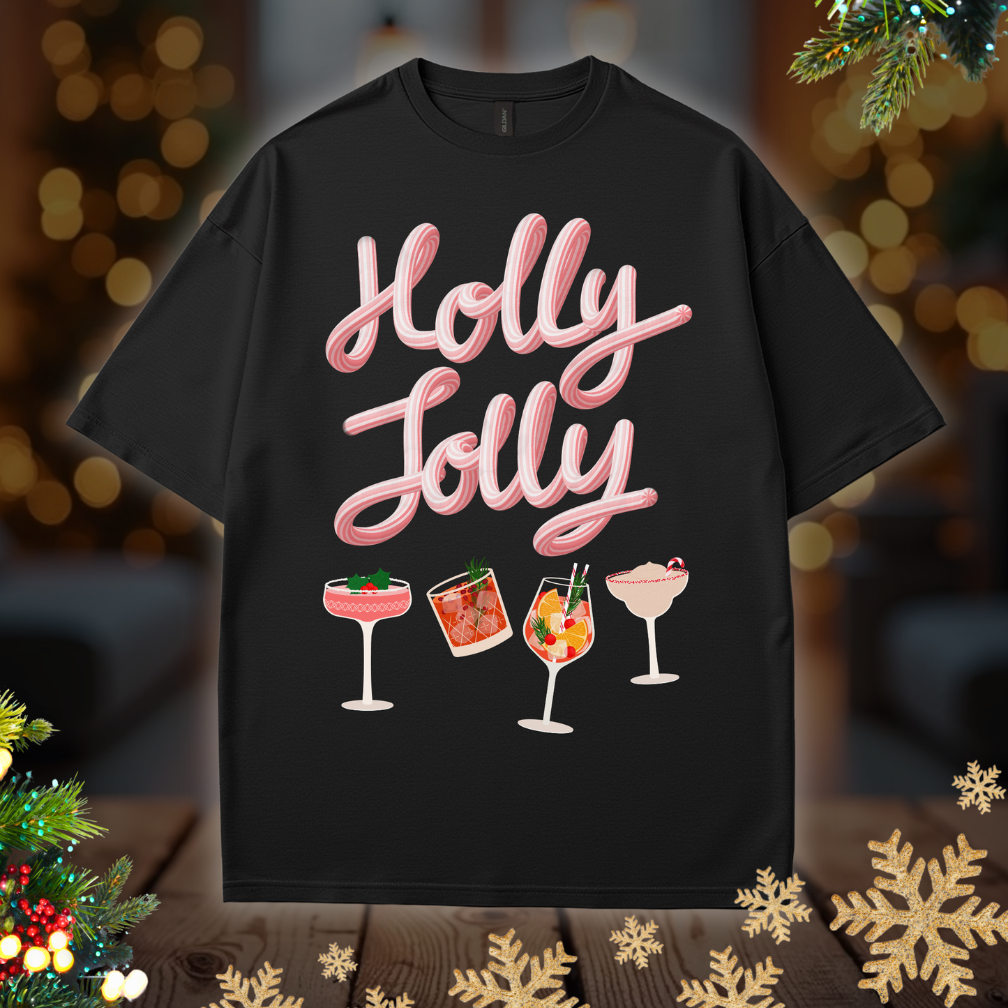Holly Jolly Retro Cocktail Tee