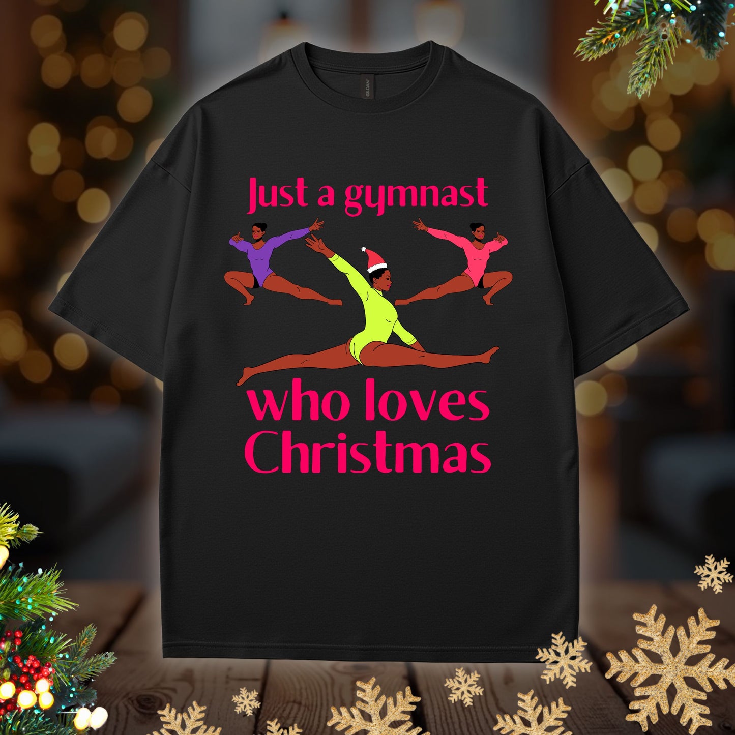 Gymnast Christmas Tee — "Just a Gymnast Who Loves Christmas" Holiday T-Shirt
