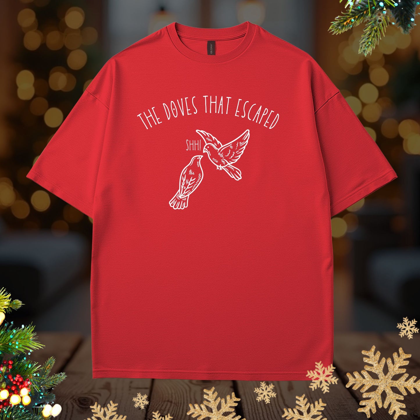 Turtle Doves 12 Days of Christmas Funny T-Shirt — Minimalist Dove Line Art Tee