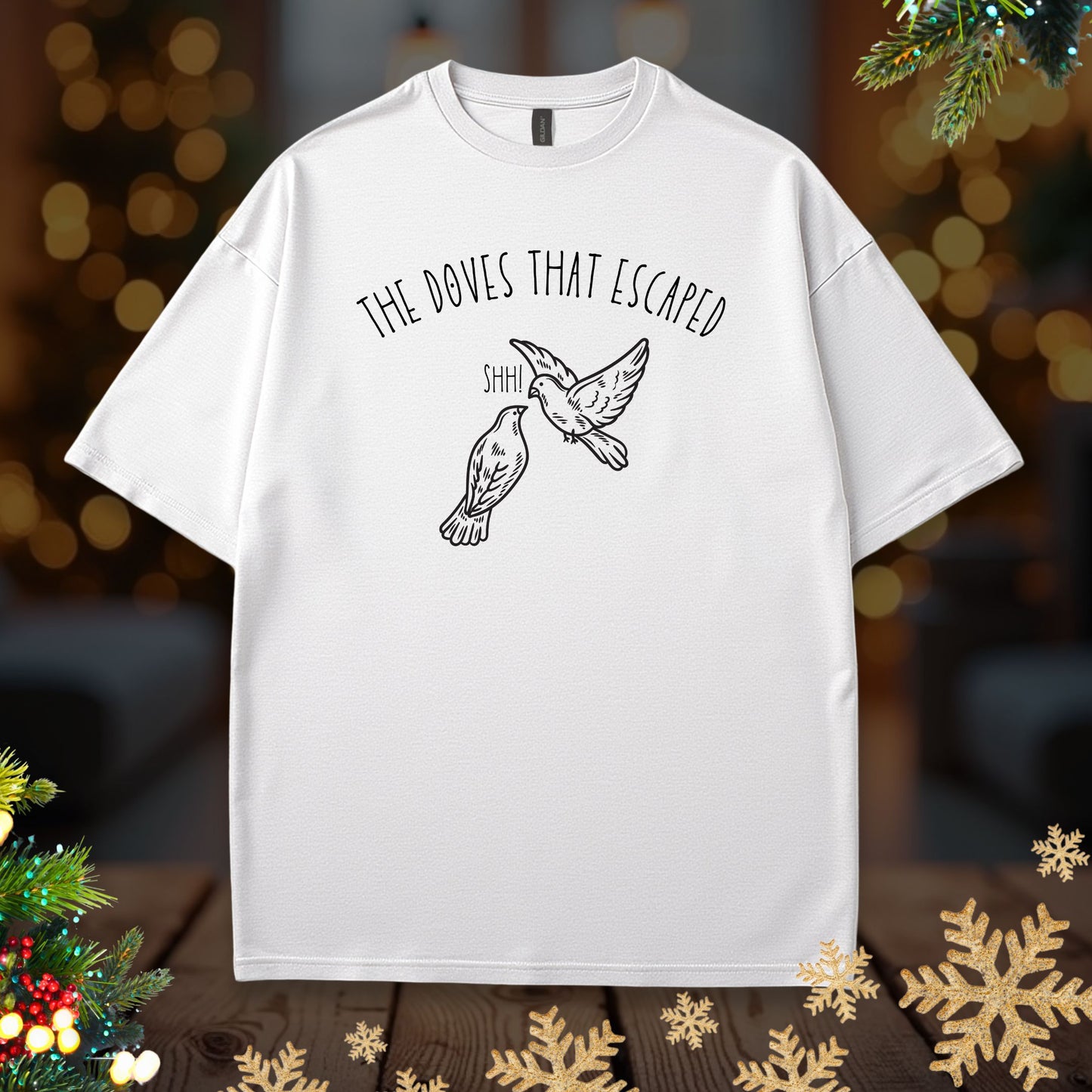 Turtle Doves 12 Days of Christmas Funny T-Shirt — Minimalist Dove Line Art Tee