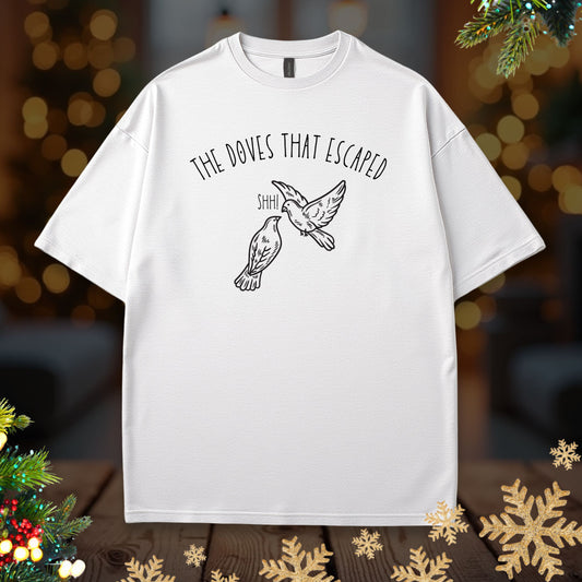 Turtle Doves 12 Days of Christmas Funny T-Shirt — Minimalist Dove Line Art Tee