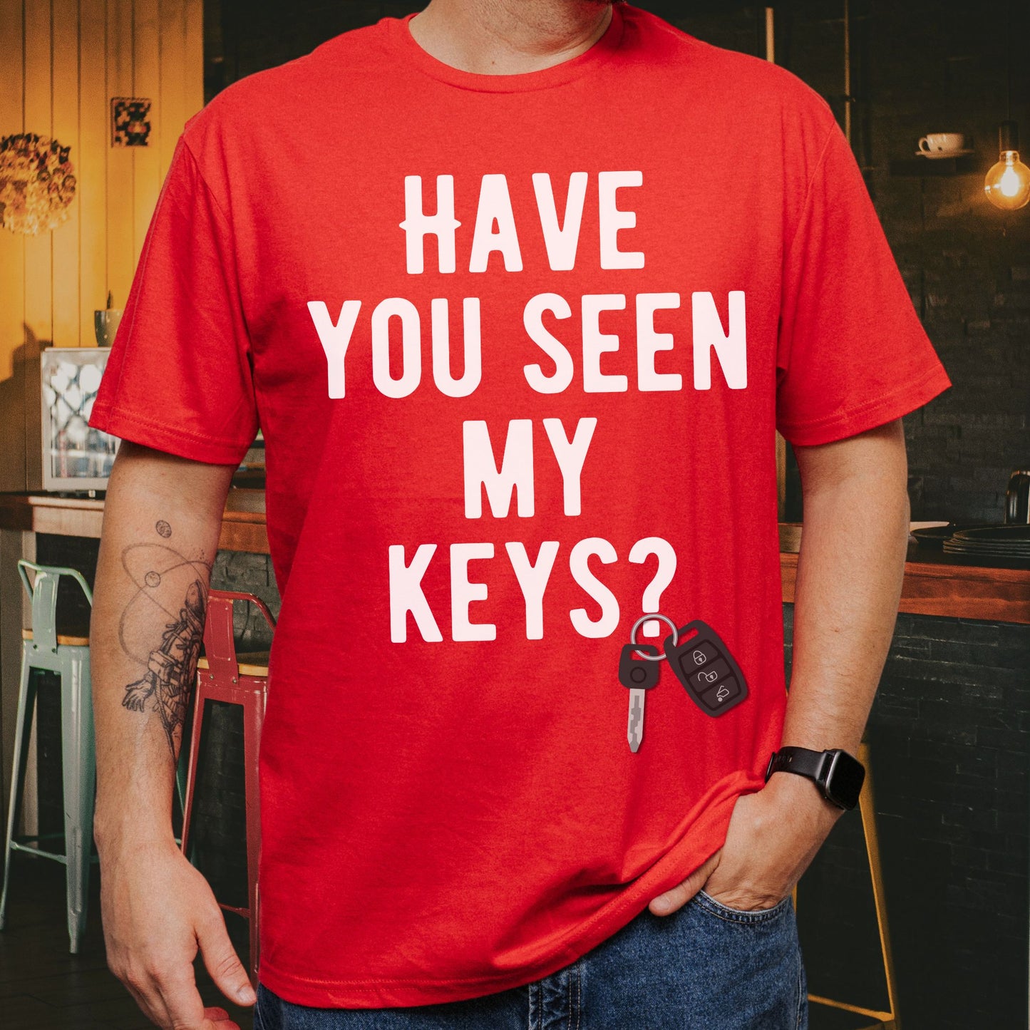 “Have You Seen My Keys? / I Can’t Find My Glasses Either” Funny Lost Items Graphic Tee
