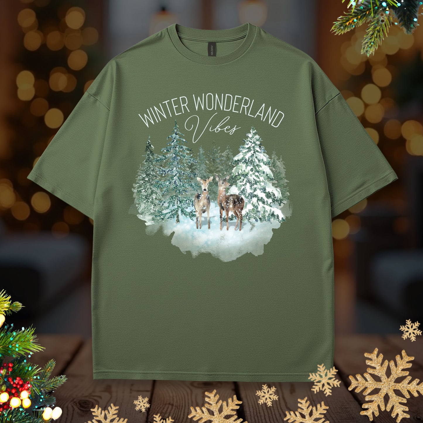Winter Wonderland Elk Tee – Forest Snow Holiday T-Shirt