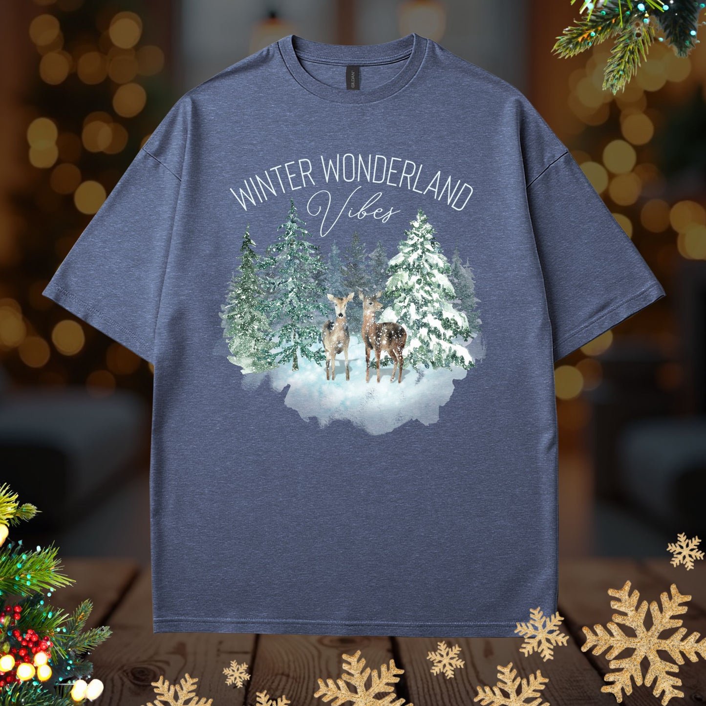 Winter Wonderland Elk Tee – Forest Snow Holiday T-Shirt
