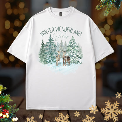Winter Wonderland Elk Tee – Forest Snow Holiday T-Shirt