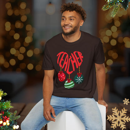 Teacher Christmas T-Shirt — Holiday Ornaments Graphic Tee
