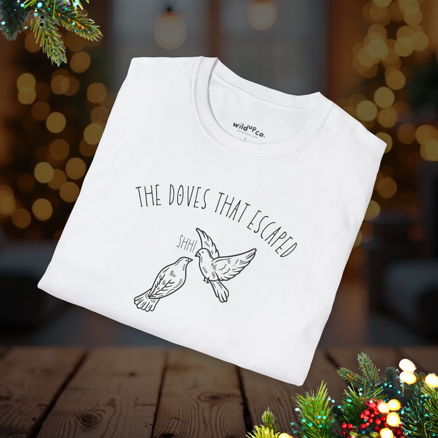 Turtle Doves 12 Days of Christmas Funny T-Shirt — Minimalist Dove Line Art Tee