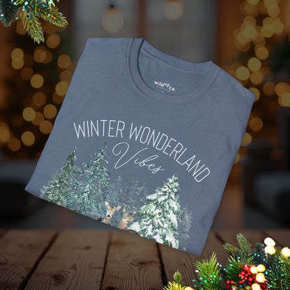 Winter Wonderland Elk Tee – Forest Snow Holiday T-Shirt