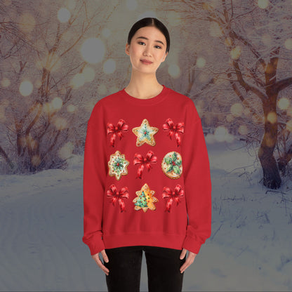 Christmas Cookie + Bows Crewneck Sweatshirt