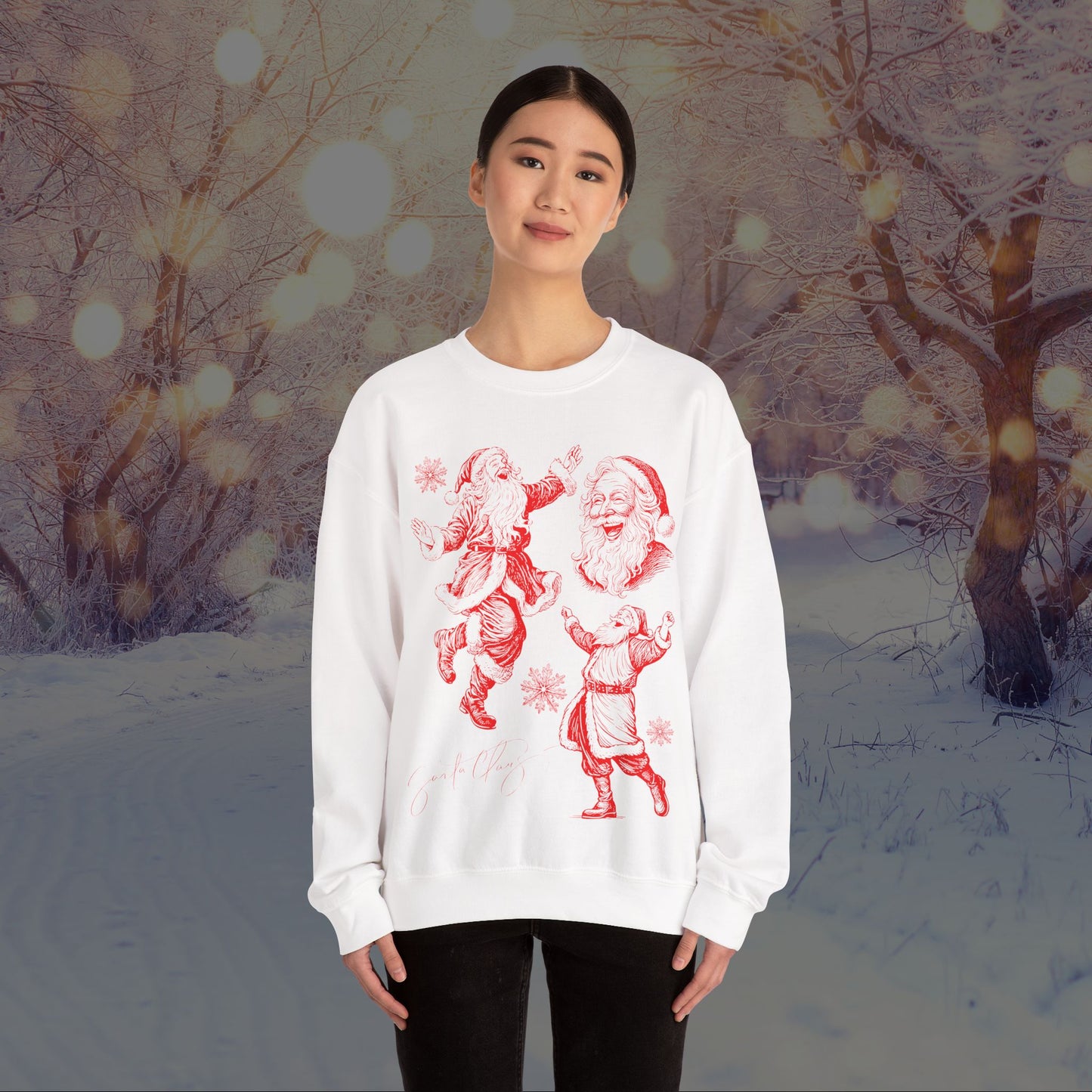 Christmas Santa Crewneck Sweatshirt — Vintage Red Santa Print