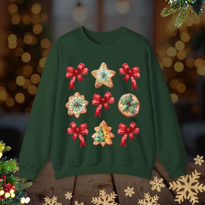 Christmas Cookie + Bows Crewneck Sweatshirt