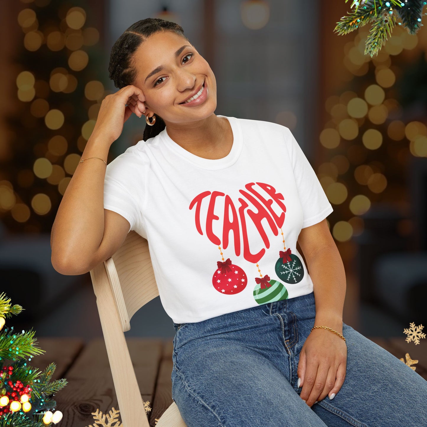 Teacher Christmas T-Shirt — Holiday Ornaments Graphic Tee