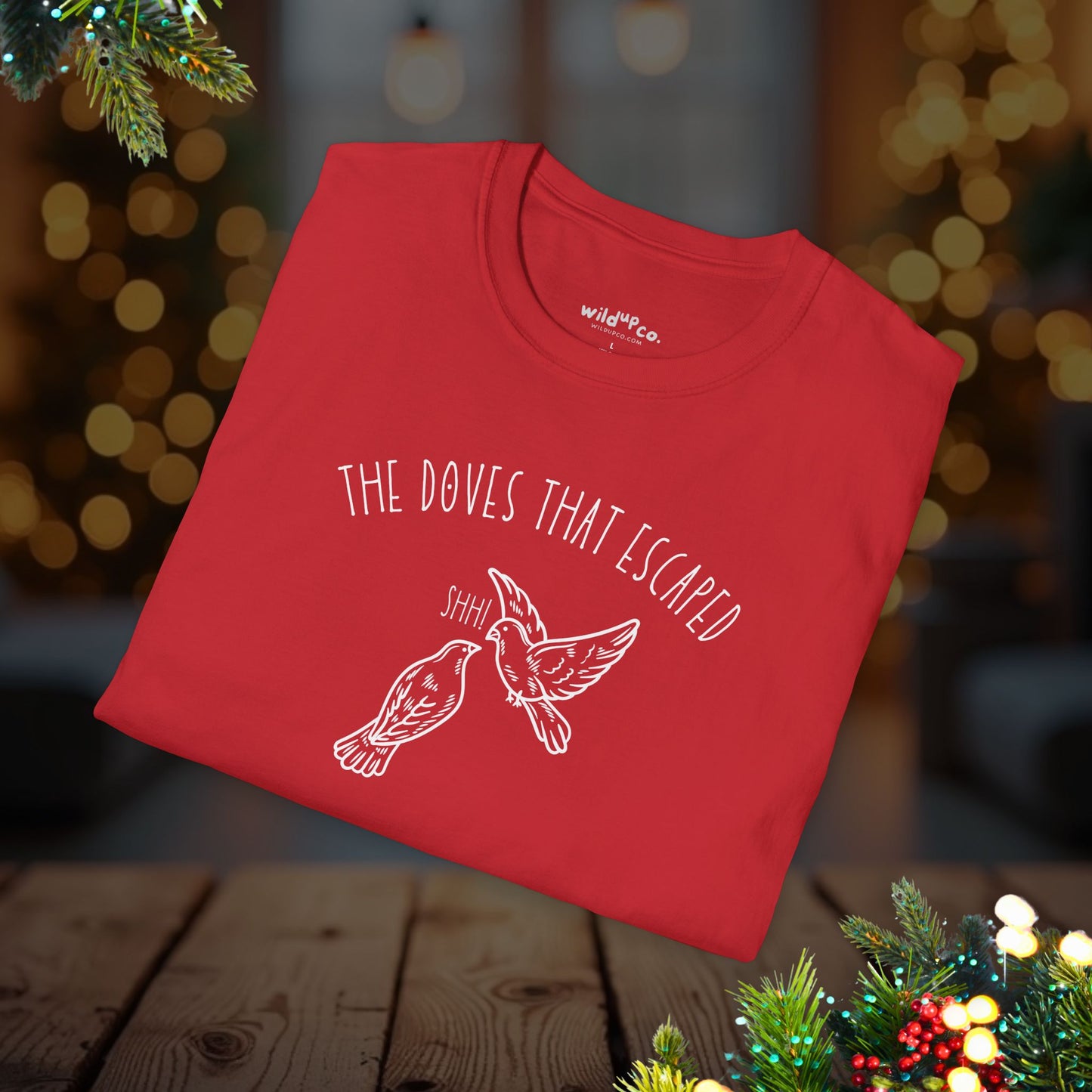 Turtle Doves 12 Days of Christmas Funny T-Shirt — Minimalist Dove Line Art Tee