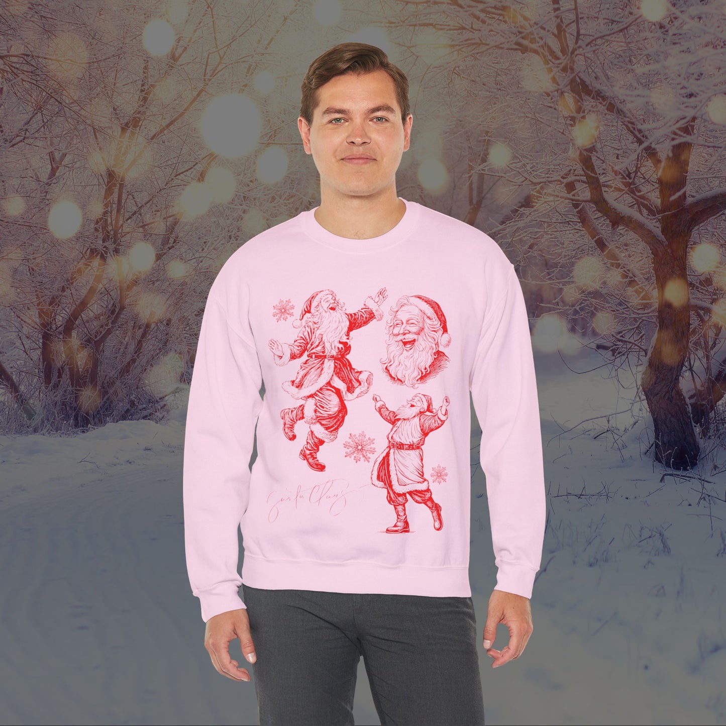Christmas Santa Crewneck Sweatshirt — Vintage Red Santa Print
