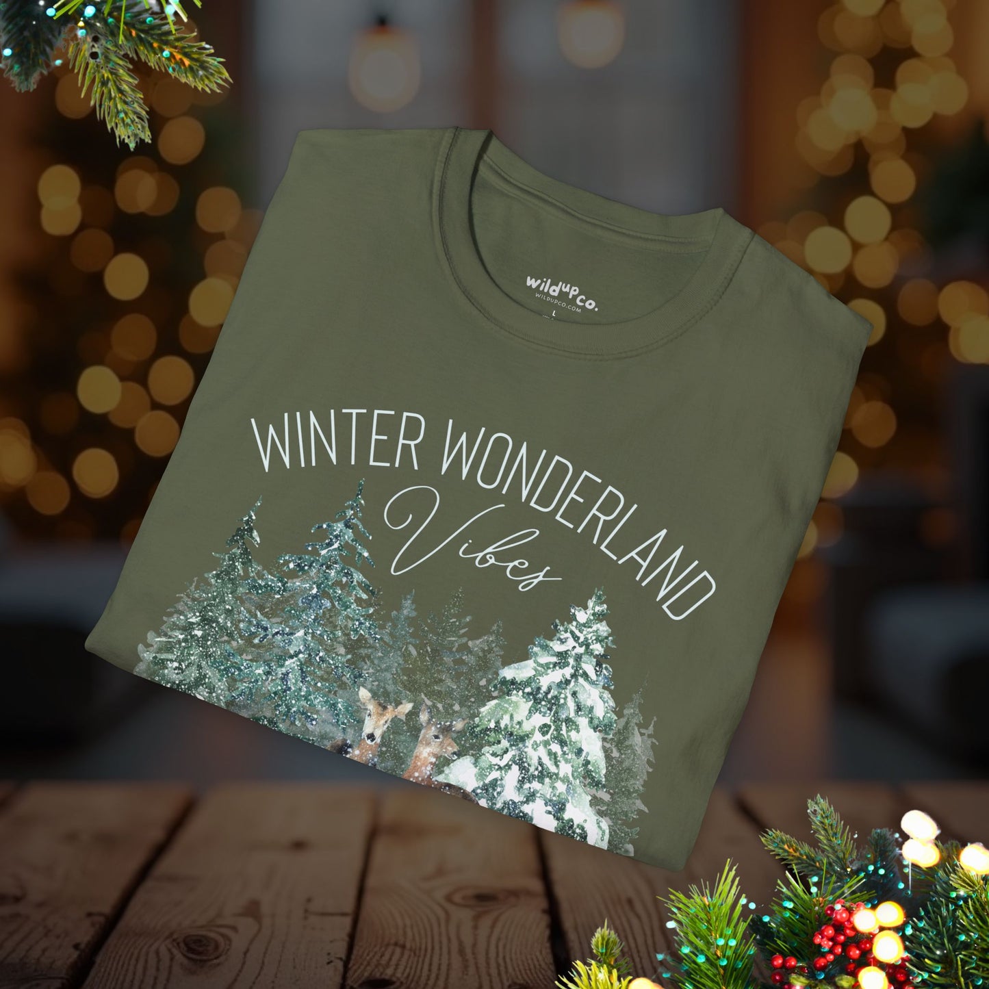 Winter Wonderland Elk Tee – Forest Snow Holiday T-Shirt