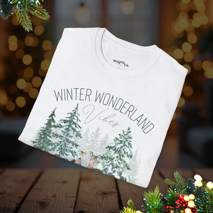Winter Wonderland Elk Tee – Forest Snow Holiday T-Shirt